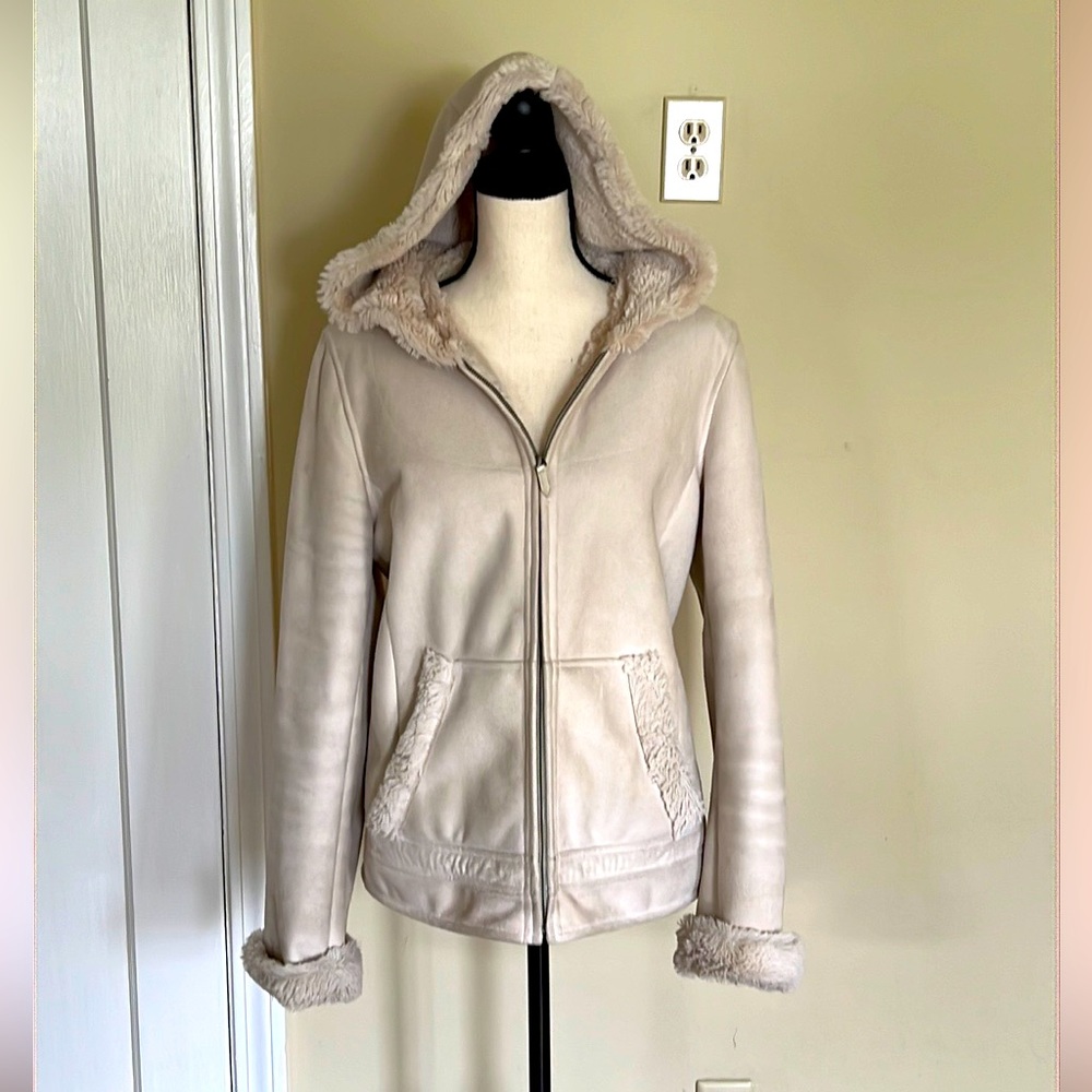 Jones New York Faux Suede Hooded Jacket